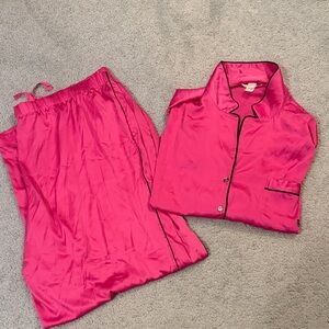 Victoria's Secret Signature Satin Long Pajama Set - Fucshia